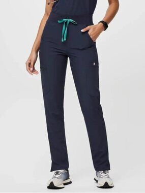 Figs Women's Navy Blue FREEx Lined High Waisted Yola Skinny Scrub Pants